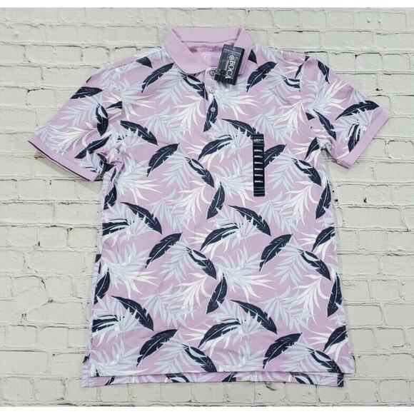Boca Classics Purple Floral Cotton Knit Collared Golf Polo Shirt MENS SIZE SMALL - Picture 1 of 6